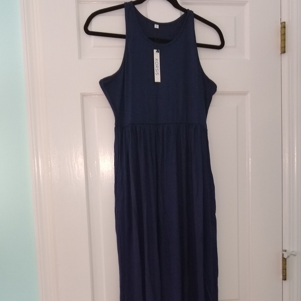 Empire waist, racer back maxi dress with pockets!